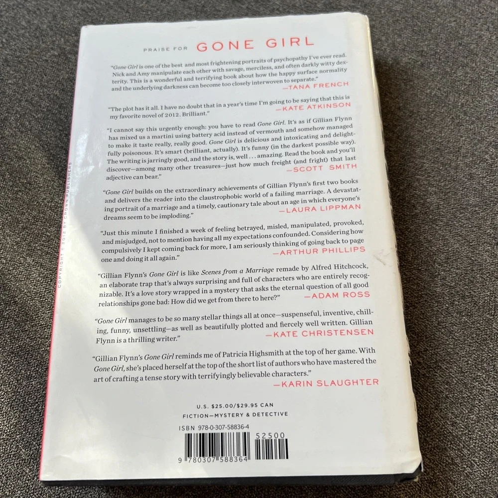 Gillian Flynn Gone Girl Hardcover First Edition Book with Dust Jacket 2012